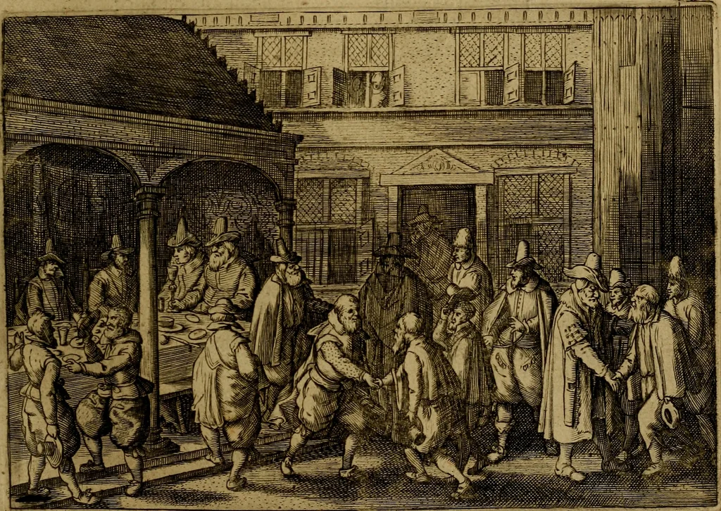 An illustration from Historische beschryvinghe der seer wijt beroemde Coop-stadt Amsterdam : waer inne benevens de eerste beginselen ende opcomsten der stadt, verscheyde privilgien ordonnantien, ende andere ghedenckweerdinghe gheschiedenissen met het ghene de nieuwe vergrootinghen der stadt, als oock de handel ende verre reysen ende de politie betreffende is, tot desen teghenwoordinghen tijt, nae her vervolch der jaeren, verhaelt werdt, 1614, leaf 194