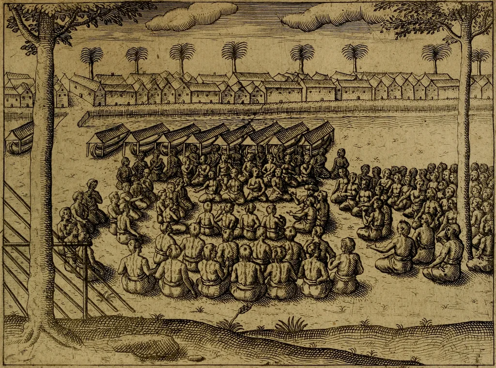An illustration from Historische beschryvinghe der seer wijt beroemde Coop-stadt Amsterdam : waer inne benevens de eerste beginselen ende opcomsten der stadt, verscheyde privilgien ordonnantien, ende andere ghedenckweerdinghe gheschiedenissen met het ghene de nieuwe vergrootinghen der stadt, als oock de handel ende verre reysen ende de politie betreffende is, tot desen teghenwoordinghen tijt, nae her vervolch der jaeren, verhaelt werdt, 1614, leaf 236
