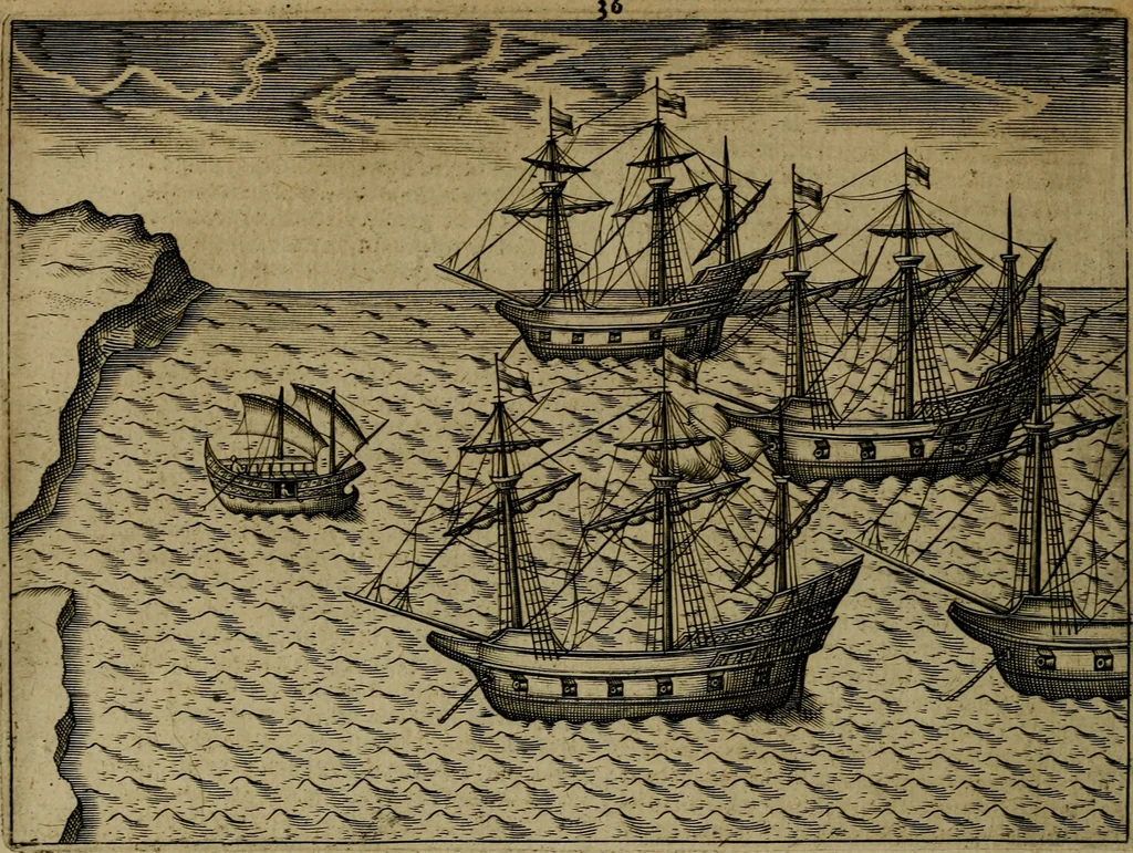 An illustration from Historische beschryvinghe der seer wijt beroemde Coop-stadt Amsterdam : waer inne benevens de eerste beginselen ende opcomsten der stadt, verscheyde privilgien ordonnantien, ende andere ghedenckweerdinghe gheschiedenissen met het ghene de nieuwe vergrootinghen der stadt, als oock de handel ende verre reysen ende de politie betreffende is, tot desen teghenwoordinghen tijt, nae her vervolch der jaeren, verhaelt werdt, 1614, leaf 247