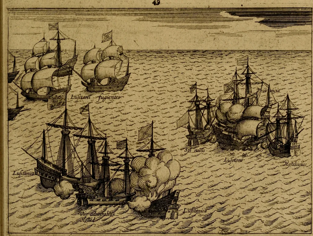 An illustration from Historische beschryvinghe der seer wijt beroemde Coop-stadt Amsterdam : waer inne benevens de eerste beginselen ende opcomsten der stadt, verscheyde privilgien ordonnantien, ende andere ghedenckweerdinghe gheschiedenissen met het ghene de nieuwe vergrootinghen der stadt, als oock de handel ende verre reysen ende de politie betreffende is, tot desen teghenwoordinghen tijt, nae her vervolch der jaeren, verhaelt werdt, 1614, leaf 282
