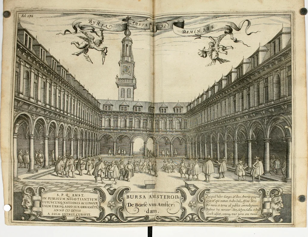 An illustration from Historische beschryvinghe der seer wijt beroemde Coop-stadt Amsterdam : waer inne benevens de eerste beginselen ende opcomsten der stadt, verscheyde privilgien ordonnantien, ende andere ghedenckweerdinghe gheschiedenissen met het ghene de nieuwe vergrootinghen der stadt, als oock de handel ende verre reysen ende de politie betreffende is, tot desen teghenwoordinghen tijt, nae her vervolch der jaeren, verhaelt werdt, 1614, leaf 289