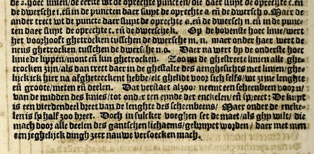 An illustration from Beschryvinghe van Albrecht Durer van de menschelijcke proportion : begrepen in vier onderscheyden boecken, zeer nut ende profijtelijck voor alle lief-hebbers defer konste : in't latijn ende hooghduytsch, tot Nurenbergh ghedruct, tot koste van syne nae-ghelaten weduvve, in't iaer ons Heeren 1527 : ende nu in onse Nederlandtsche sprake over-gheset, tot dienste der ghener die de konste beminnen, ende de latijnsche ofte hooghduytsche sprake niet en cerstaen, 1622, leaf 162