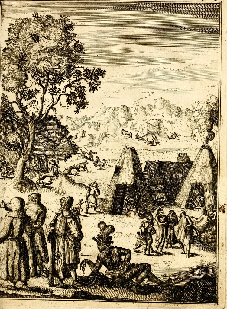 An illustration from Beschryving van Louisania, nieuwelijks ontdekt ten zuidwesten van Niew-Vrankryk, door order van den Koning, 1688, leaf 152