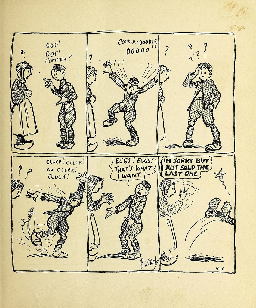 An illustration from Between shots, 1919, leaf 45