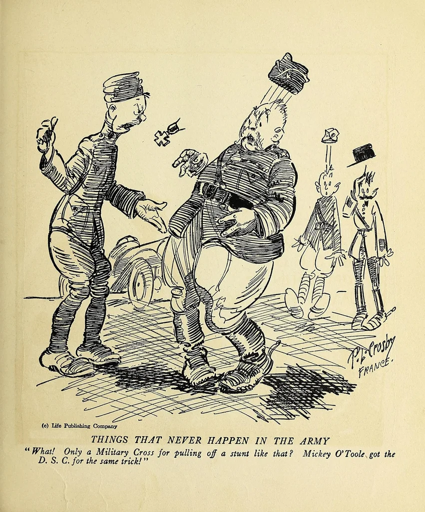 An illustration from Between shots, 1919, leaf 77