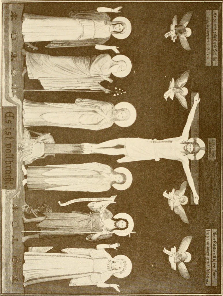 An illustration from Beuroner Kunst; eine Ausdrucksform der christlichen Mystik, 1921, leaf 145