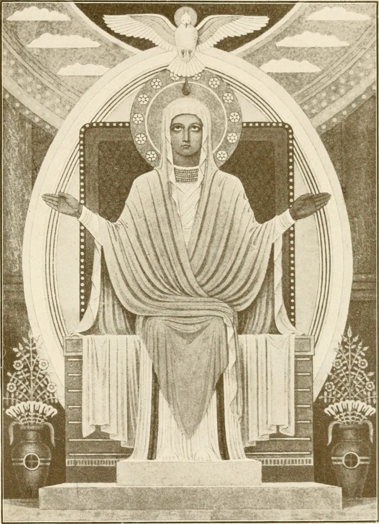 An illustration from Beuroner Kunst; eine Ausdrucksform der christlichen Mystik, 1921, leaf 162