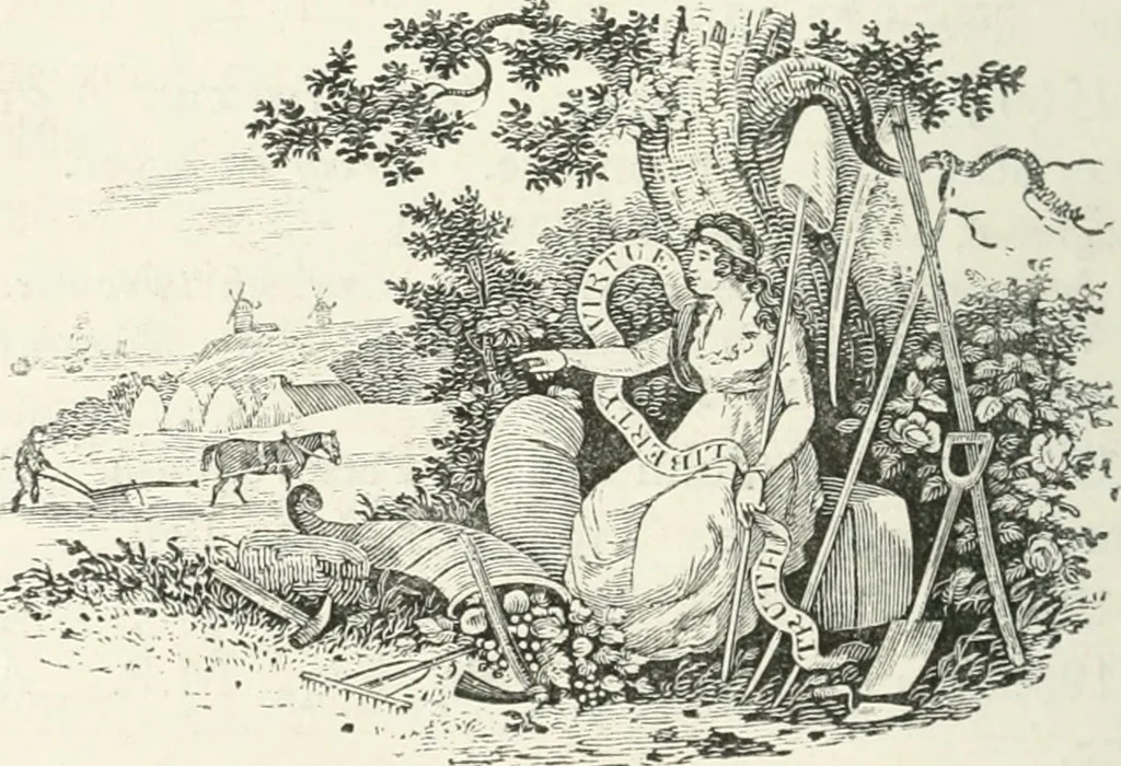 An illustration from The Bewick collector. A descriptive catalogue of the works of Thomas and John Bewick; including cuts, in various states, for books and pamphlets, private gentlemen, public companies, exhibitions, races, newspapers, shop cards, invoice heads, bar bills, coal certificates, broadsides, and other miscellaneous purposes, and wood blocks. With an appendix of portraits, autographs, works of pupils, &c. &c. The whole described from the originals contained in the largest and most perfect collection ever formed, and illustrated with a hundred and twelve cuts, 1866, leaf 337