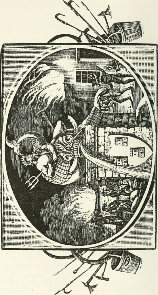 An illustration from The Bewick collector. A descriptive catalogue of the works of Thomas and John Bewick; including cuts, in various states, for books and pamphlets, private gentlemen, public companies, exhibitions, races, newspapers, shop cards, invoice heads, bar bills, coal certificates, broadsides, and other miscellaneous purposes, and wood blocks. With an appendix of portraits, autographs, works of pupils, &c. &c. The whole described from the originals contained in the largest and most perfect collection ever formed, and illustrated with a hundred and twelve cuts, 1866, leaf 355