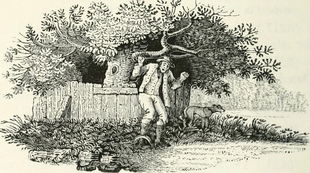 An illustration from The Bewick collector. A descriptive catalogue of the works of Thomas and John Bewick; including cuts, in various states, for books and pamphlets, private gentlemen, public companies, exhibitions, races, newspapers, shop cards, invoice heads, bar bills, coal certificates, broadsides, and other miscellaneous purposes, and wood blocks. With an appendix of portraits, autographs, works of pupils, &c. &c. The whole described from the originals contained in the largest and most perfect collection ever formed, and illustrated with a hundred and twelve cuts, 1866, leaf 449