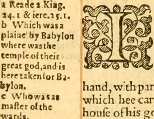 An illustration from The Bible : that is the Holy Scriptures conteined in the Old and New Testament ; translated according to the Ebrew and Greeke, and conferred with the best translations in divers languages .., 1615, leaf 631