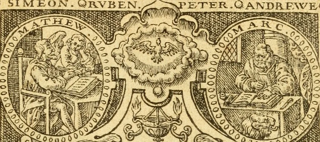 An illustration from The Bible: translated according to the Ebrew and Greeke, and conferred with the best translation in divers languages. With most profitable annotations upon all the hard places, and other things of great importance, as may appeare in the epistle the reader. And also a most profitable concordance for the ready finding out of anything in the same conteined, 1611, leaf 708