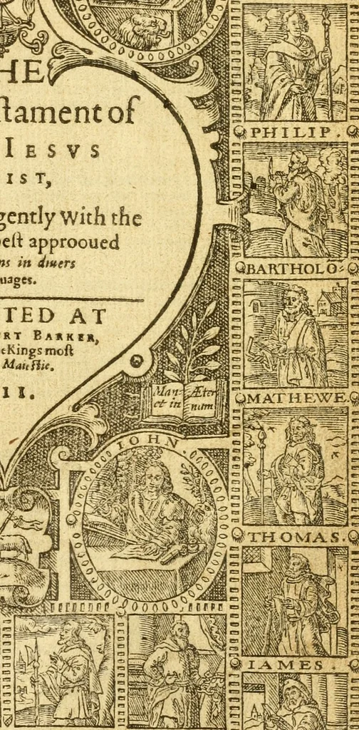 An illustration from The Bible: translated according to the Ebrew and Greeke, and conferred with the best translation in divers languages. With most profitable annotations upon all the hard places, and other things of great importance, as may appeare in the epistle the reader. And also a most profitable concordance for the ready finding out of anything in the same conteined, 1611, leaf 708