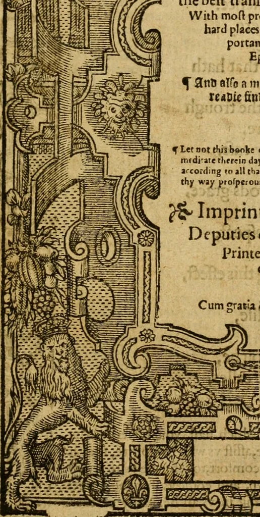 An illustration from The Bible : translated according to the Ebrew and Greeke, and conferred with the best translations in divers languages .., 1594, leaf 6