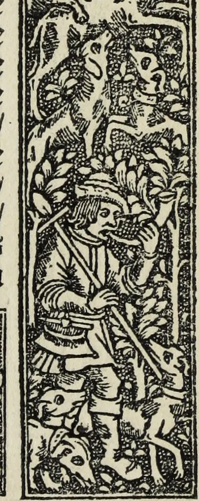 An illustration from Biblia pauperum, conteynynge thirty and eight wodecuttes illustrating the liif, parablis, and miraclis offe oure blessid Lord & Saviour Jhesus Crist, with the proper descrypciouns therof extracted fro the originall texte offe Iohn Wiclif.., 1885, leaf 116