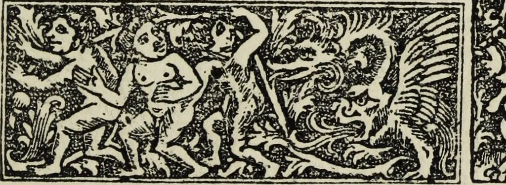 An illustration from Biblia pauperum, conteynynge thirty and eight wodecuttes illustrating the liif, parablis, and miraclis offe oure blessid Lord & Saviour Jhesus Crist, with the proper descrypciouns therof extracted fro the originall texte offe Iohn Wiclif.., 1885, leaf 120