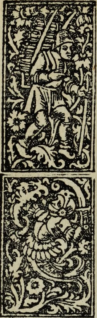 An illustration from Biblia pauperum, conteynynge thirty and eight wodecuttes illustrating the liif, parablis, and miraclis offe oure blessid Lord & Saviour Jhesus Crist, with the proper descrypciouns therof extracted fro the originall texte offe Iohn Wiclif.., 1885, leaf 121