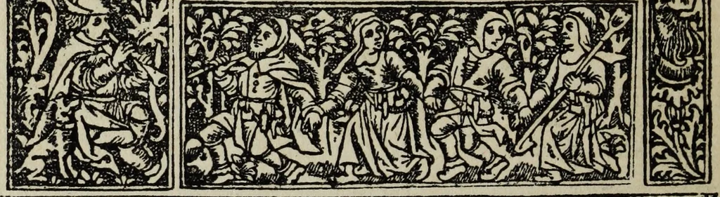 An illustration from Biblia pauperum, conteynynge thirty and eight wodecuttes illustrating the liif, parablis, and miraclis offe oure blessid Lord & Saviour Jhesus Crist, with the proper descrypciouns therof extracted fro the originall texte offe Iohn Wiclif.., 1885, leaf 121