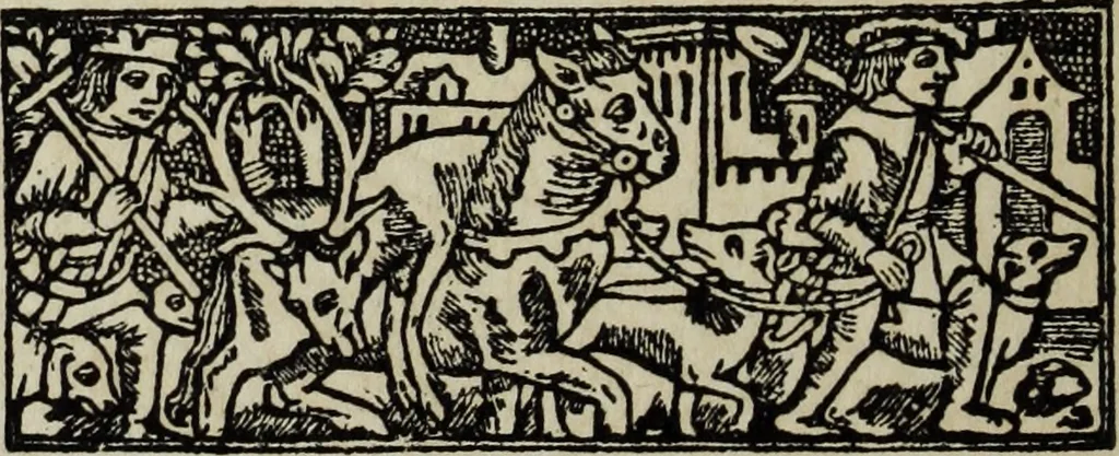 An illustration from Biblia pauperum, conteynynge thirty and eight wodecuttes illustrating the liif, parablis, and miraclis offe oure blessid Lord & Saviour Jhesus Crist, with the proper descrypciouns therof extracted fro the originall texte offe Iohn Wiclif.., 1885, leaf 125