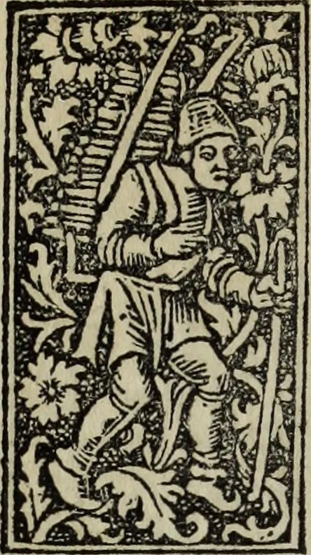 An illustration from Biblia pauperum, conteynynge thirty and eight wodecuttes illustrating the liif, parablis, and miraclis offe oure blessid Lord & Saviour Jhesus Crist, with the proper descrypciouns therof extracted fro the originall texte offe Iohn Wiclif.., 1885, leaf 17