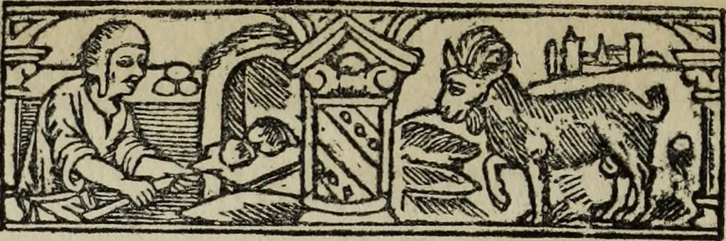 An illustration from Biblia pauperum, conteynynge thirty and eight wodecuttes illustrating the liif, parablis, and miraclis offe oure blessid Lord & Saviour Jhesus Crist, with the proper descrypciouns therof extracted fro the originall texte offe Iohn Wiclif.., 1885, leaf 17