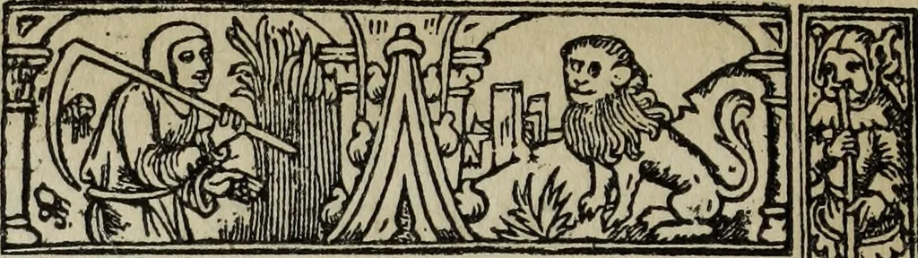 An illustration from Biblia pauperum, conteynynge thirty and eight wodecuttes illustrating the liif, parablis, and miraclis offe oure blessid Lord & Saviour Jhesus Crist, with the proper descrypciouns therof extracted fro the originall texte offe Iohn Wiclif.., 1885, leaf 29