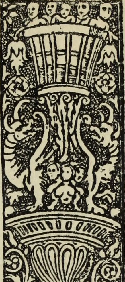An illustration from Biblia pauperum, conteynynge thirty and eight wodecuttes illustrating the liif, parablis, and miraclis offe oure blessid Lord & Saviour Jhesus Crist, with the proper descrypciouns therof extracted fro the originall texte offe Iohn Wiclif.., 1885, leaf 32