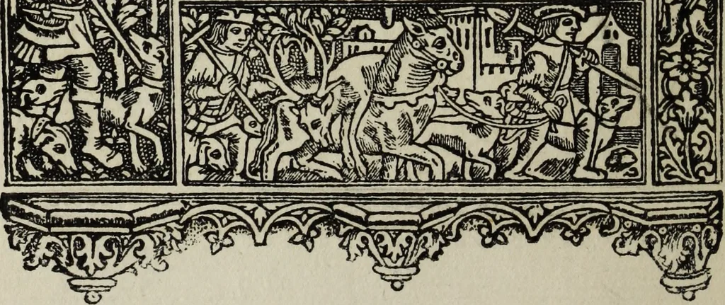 An illustration from Biblia pauperum, conteynynge thirty and eight wodecuttes illustrating the liif, parablis, and miraclis offe oure blessid Lord & Saviour Jhesus Crist, with the proper descrypciouns therof extracted fro the originall texte offe Iohn Wiclif.., 1885, leaf 53
