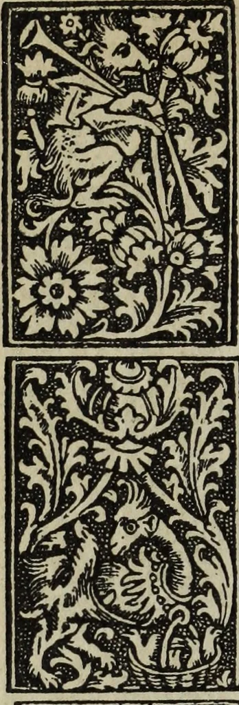 An illustration from Biblia pauperum, conteynynge thirty and eight wodecuttes illustrating the liif, parablis, and miraclis offe oure blessid Lord & Saviour Jhesus Crist, with the proper descrypciouns therof extracted fro the originall texte offe Iohn Wiclif.., 1885, leaf 61