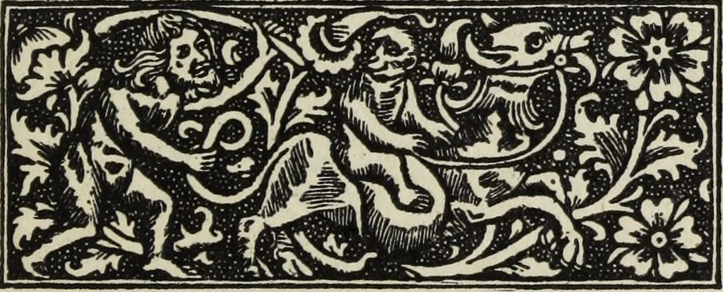 An illustration from Biblia pauperum, conteynynge thirty and eight wodecuttes illustrating the liif, parablis, and miraclis offe oure blessid Lord & Saviour Jhesus Crist, with the proper descrypciouns therof extracted fro the originall texte offe Iohn Wiclif.., 1885, leaf 68