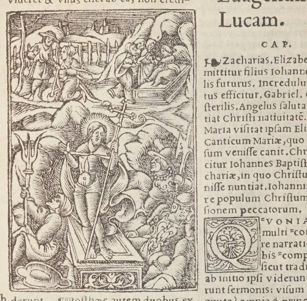 An illustration from Biblia pictvris illvstrata : breves in eadem annotationes, ex doctiss. interpretationibus, & Hebraeorum commentariis : interpretatio nominum Hebraicorum : index epistolarum & euangeliorum totius anni., 1540, leaf 1044