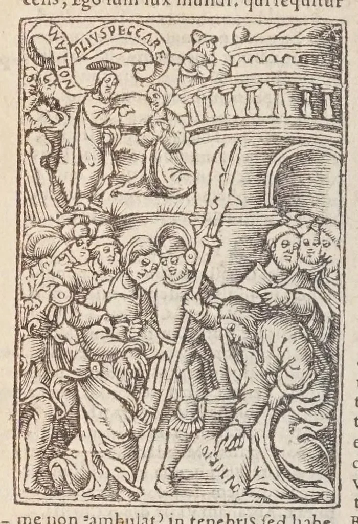 An illustration from Biblia pictvris illvstrata : breves in eadem annotationes, ex doctiss. interpretationibus, & Hebraeorum commentariis : interpretatio nominum Hebraicorum : index epistolarum & euangeliorum totius anni., 1540, leaf 1092