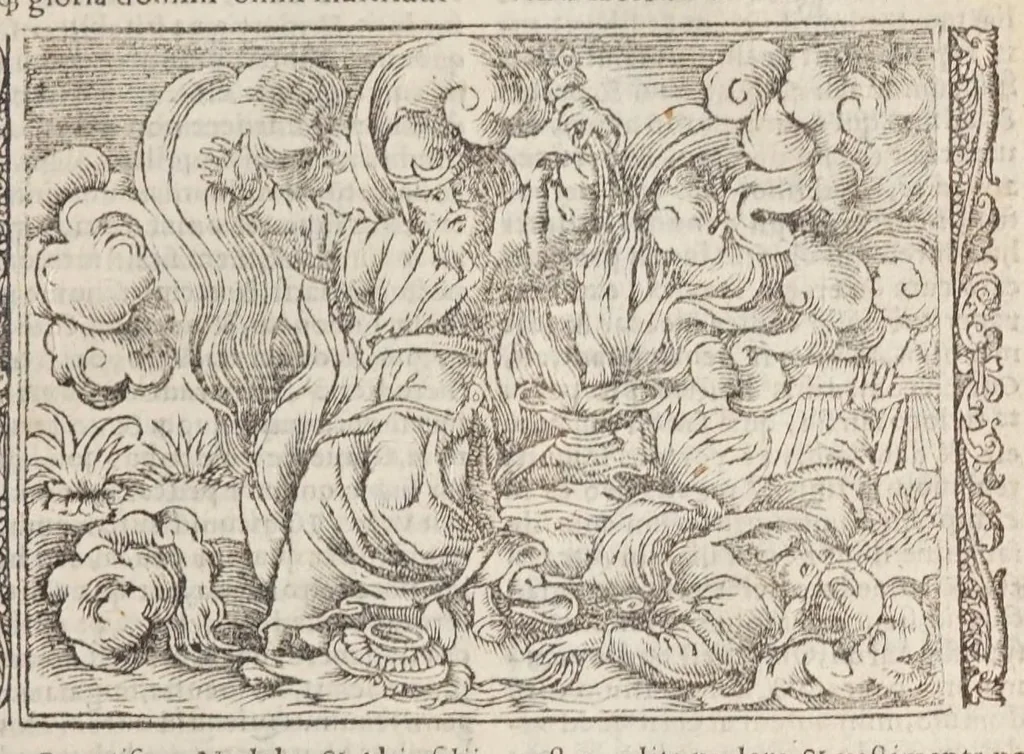 An illustration from Biblia pictvris illvstrata : breves in eadem annotationes, ex doctiss. interpretationibus, & Hebraeorum commentariis : interpretatio nominum Hebraicorum : index epistolarum & euangeliorum totius anni., 1540, leaf 121