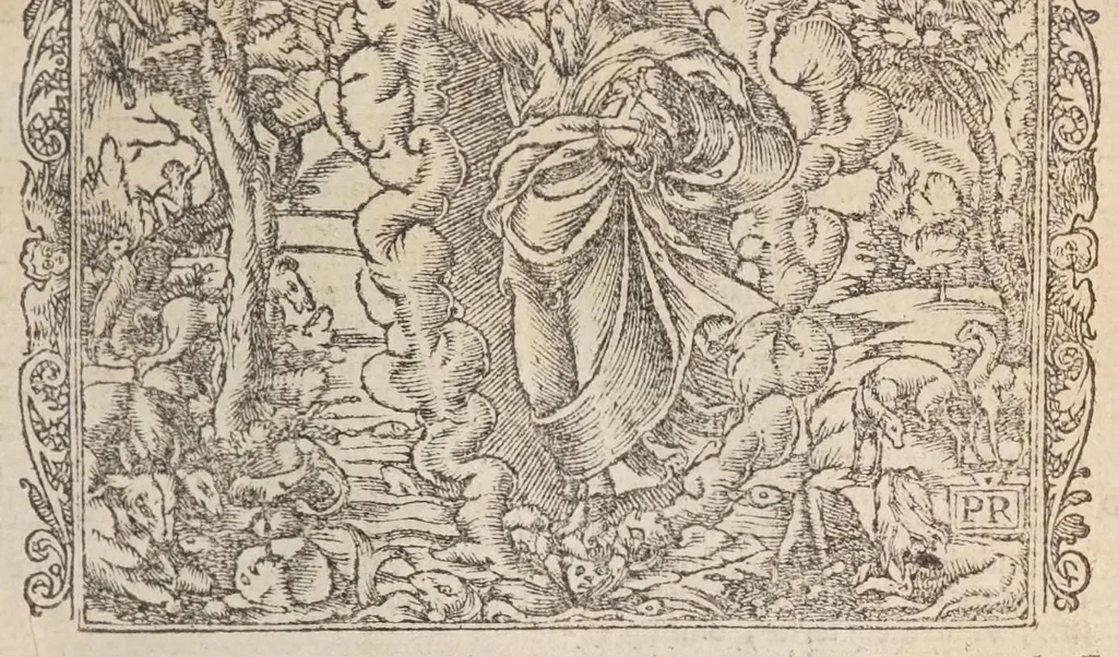 An illustration from Biblia pictvris illvstrata : breves in eadem annotationes, ex doctiss. interpretationibus, & Hebraeorum commentariis : interpretatio nominum Hebraicorum : index epistolarum & euangeliorum totius anni., 1540, leaf 21