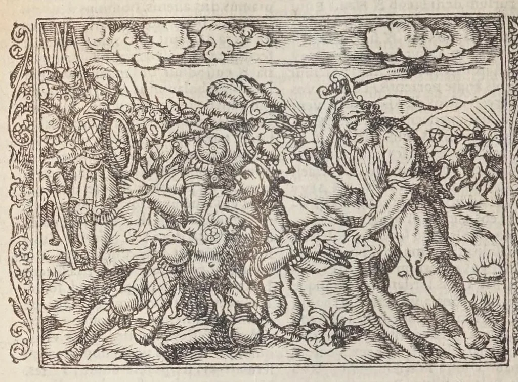 An illustration from Biblia pictvris illvstrata : breves in eadem annotationes, ex doctiss. interpretationibus, & Hebraeorum commentariis : interpretatio nominum Hebraicorum : index epistolarum & euangeliorum totius anni., 1540, leaf 232