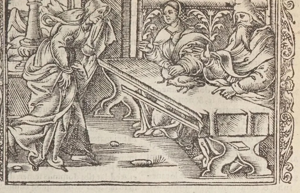 An illustration from Biblia pictvris illvstrata : breves in eadem annotationes, ex doctiss. interpretationibus, & Hebraeorum commentariis : interpretatio nominum Hebraicorum : index epistolarum & euangeliorum totius anni., 1540, leaf 259