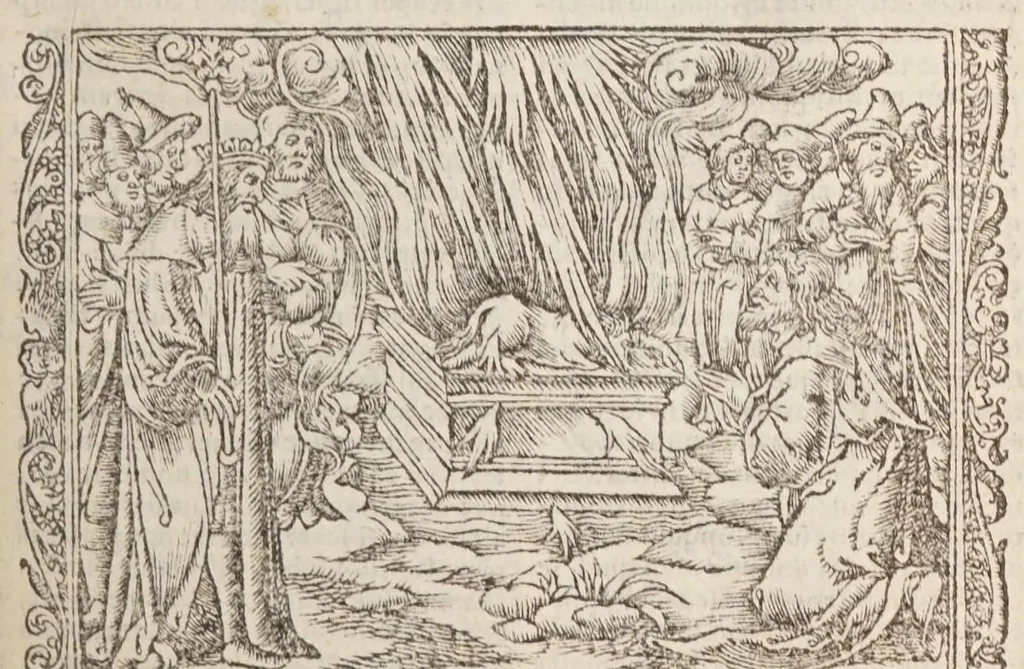 An illustration from Biblia pictvris illvstrata : breves in eadem annotationes, ex doctiss. interpretationibus, & Hebraeorum commentariis : interpretatio nominum Hebraicorum : index epistolarum & euangeliorum totius anni., 1540, leaf 341