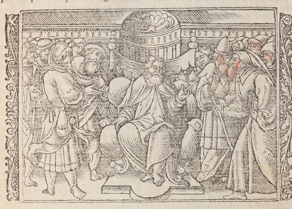 An illustration from Biblia pictvris illvstrata : breves in eadem annotationes, ex doctiss. interpretationibus, & Hebraeorum commentariis : interpretatio nominum Hebraicorum : index epistolarum & euangeliorum totius anni., 1540, leaf 378