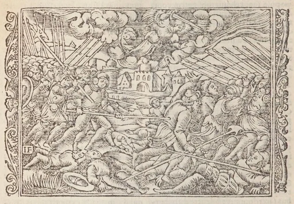 An illustration from Biblia pictvris illvstrata : breves in eadem annotationes, ex doctiss. interpretationibus, & Hebraeorum commentariis : interpretatio nominum Hebraicorum : index epistolarum & euangeliorum totius anni., 1540, leaf 434
