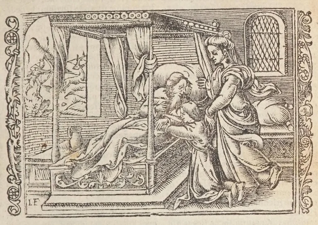 An illustration from Biblia pictvris illvstrata : breves in eadem annotationes, ex doctiss. interpretationibus, & Hebraeorum commentariis : interpretatio nominum Hebraicorum : index epistolarum & euangeliorum totius anni., 1540, leaf 47