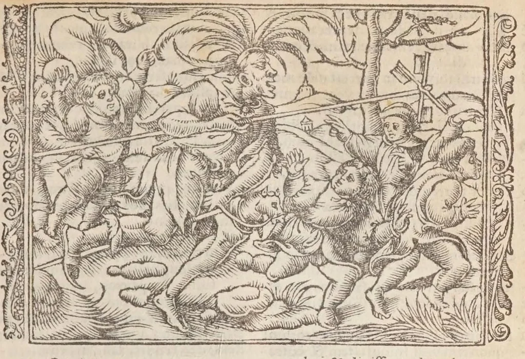 An illustration from Biblia pictvris illvstrata : breves in eadem annotationes, ex doctiss. interpretationibus, & Hebraeorum commentariis : interpretatio nominum Hebraicorum : index epistolarum & euangeliorum totius anni., 1540, leaf 587