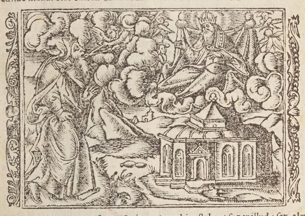 An illustration from Biblia pictvris illvstrata : breves in eadem annotationes, ex doctiss. interpretationibus, & Hebraeorum commentariis : interpretatio nominum Hebraicorum : index epistolarum & euangeliorum totius anni., 1540, leaf 721