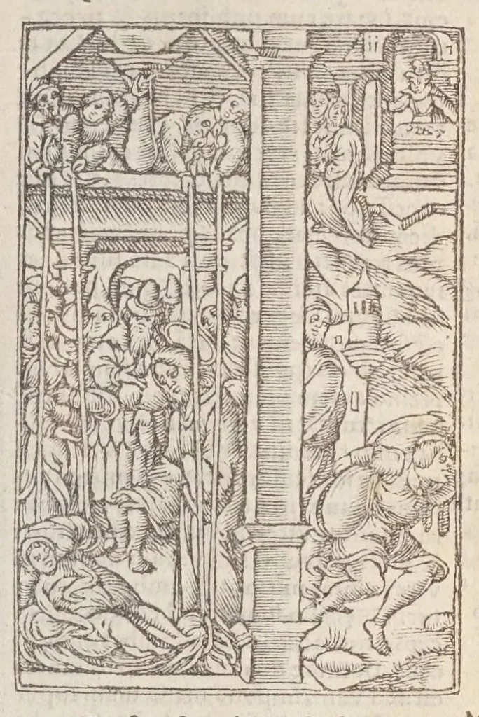 An illustration from Biblia pictvris illvstrata : breves in eadem annotationes, ex doctiss. interpretationibus, & Hebraeorum commentariis : interpretatio nominum Hebraicorum : index epistolarum & euangeliorum totius anni., 1540, leaf 993