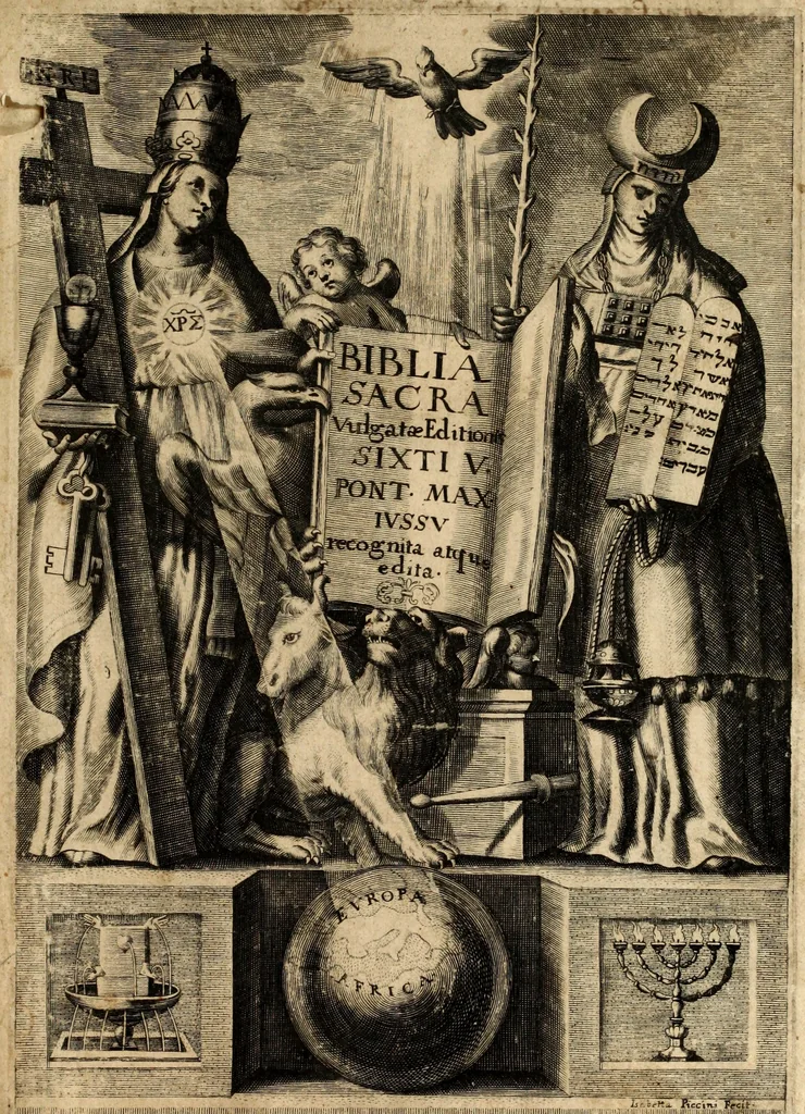 An illustration from Biblia Sacra Vulgatae Editionis : Sixti V, Pont. Max. ivssv recognita atque edita, 1669, leaf 2
