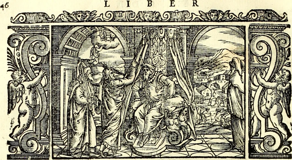 An illustration from Biblia Sacra Vulgatae Editionis : Sixti V, Pont. Max. ivssv recognita atque edita, 1669, leaf 67