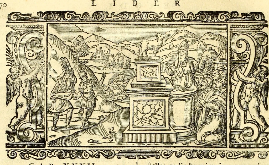 An illustration from Biblia Sacra Vulgatae Editionis : Sixti V, Pont. Max. ivssv recognita atque edita, 1669, leaf 91