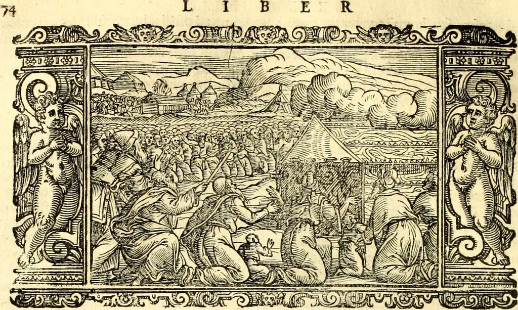 An illustration from Biblia Sacra Vulgatae Editionis : Sixti V, Pont. Max. ivssv recognita atque edita, 1669, leaf 95