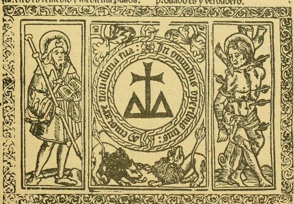 An illustration from Bibliografía de la lengua valenciana : o sea catálogo razonado por orden alfabético de autores de los libros, folletos, obras dramáticas, periódicos, coloquios, coplas, chistes, discursos, romances, alocuciones, cantares, gozes, etc., que escritos en lengua valenciana y bilingüe, han visto la luz pública desde el establecimiento de la imprenta en España hasta nuestros días, 1915, leaf 152