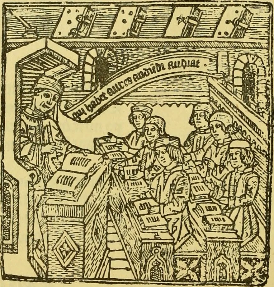 An illustration from Bibliografía de la lengua valenciana : o sea catálogo razonado por orden alfabético de autores de los libros, folletos, obras dramáticas, periódicos, coloquios, coplas, chistes, discursos, romances, alocuciones, cantares, gozes, etc., que escritos en lengua valenciana y bilingüe, han visto la luz pública desde el establecimiento de la imprenta en España hasta nuestros días, 1915, leaf 261