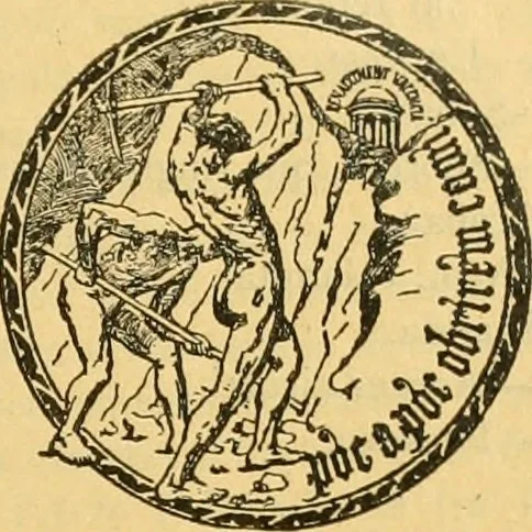 An illustration from Bibliografía de la lengua valenciana : o sea catálogo razonado por orden alfabético de autores de los libros, folletos, obras dramáticas, periódicos, coloquios, coplas, chistes, discursos, romances, alocuciones, cantares, gozes, etc., que escritos en lengua valenciana y bilingüe, han visto la luz pública desde el establecimiento de la imprenta en España hasta nuestros días, 1915, leaf 32